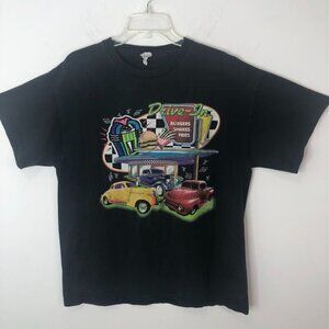 Vintage 90s Drive-In T-Shirt Hot Rod Magazines Graphic Tee Black Cotton Unisex L